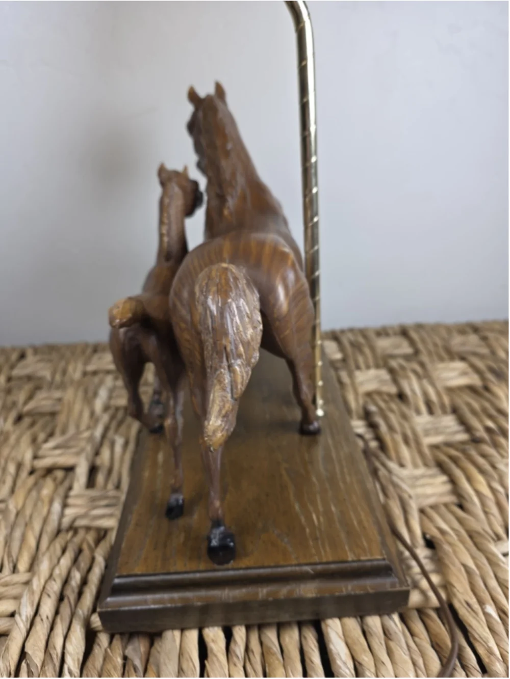 VTG Breyer Ranch Craft Running Mare & Foal Woodgrain Lamp Dunning 1960s Horse